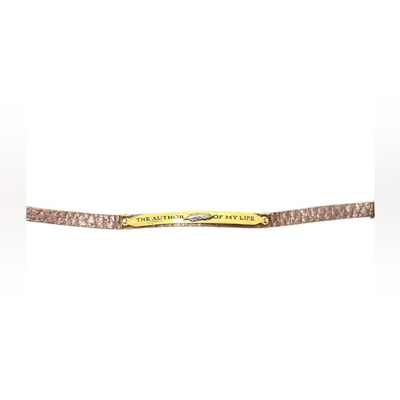 Brown Leather Bracelet with Gold Plate – “Author of My Life” Adjustable - Picture 1 of 4
